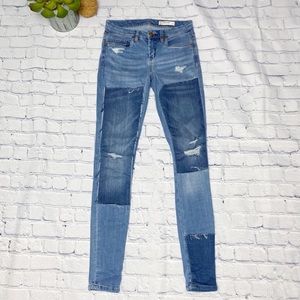 BlankNYC Patchwork distressed skinny jeans